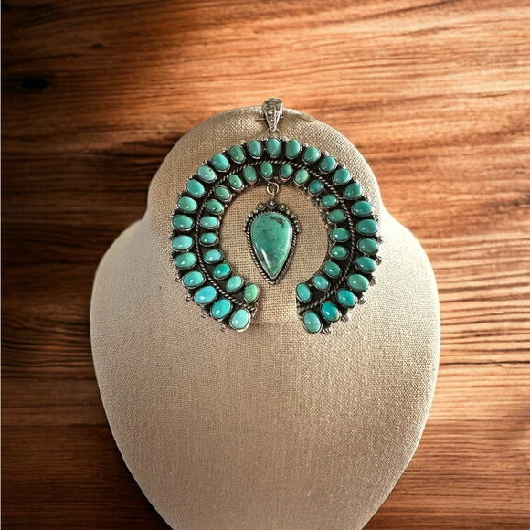 Large Turquoise Naja Pendant in Solid Sterling Silver - Picture 8 of 16